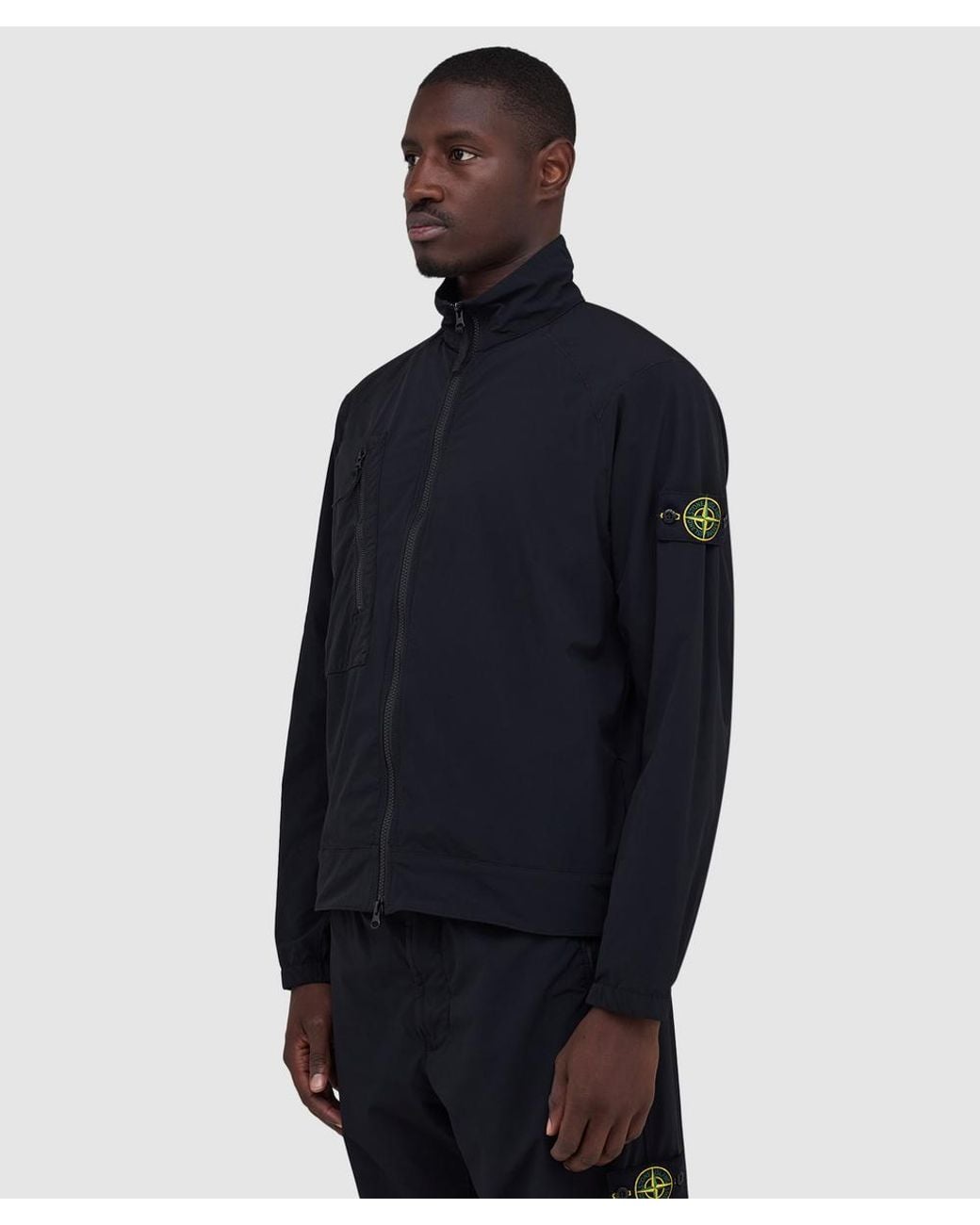 Stone Island Blue Stretch Nylon Tech Fleece Overshirt for men