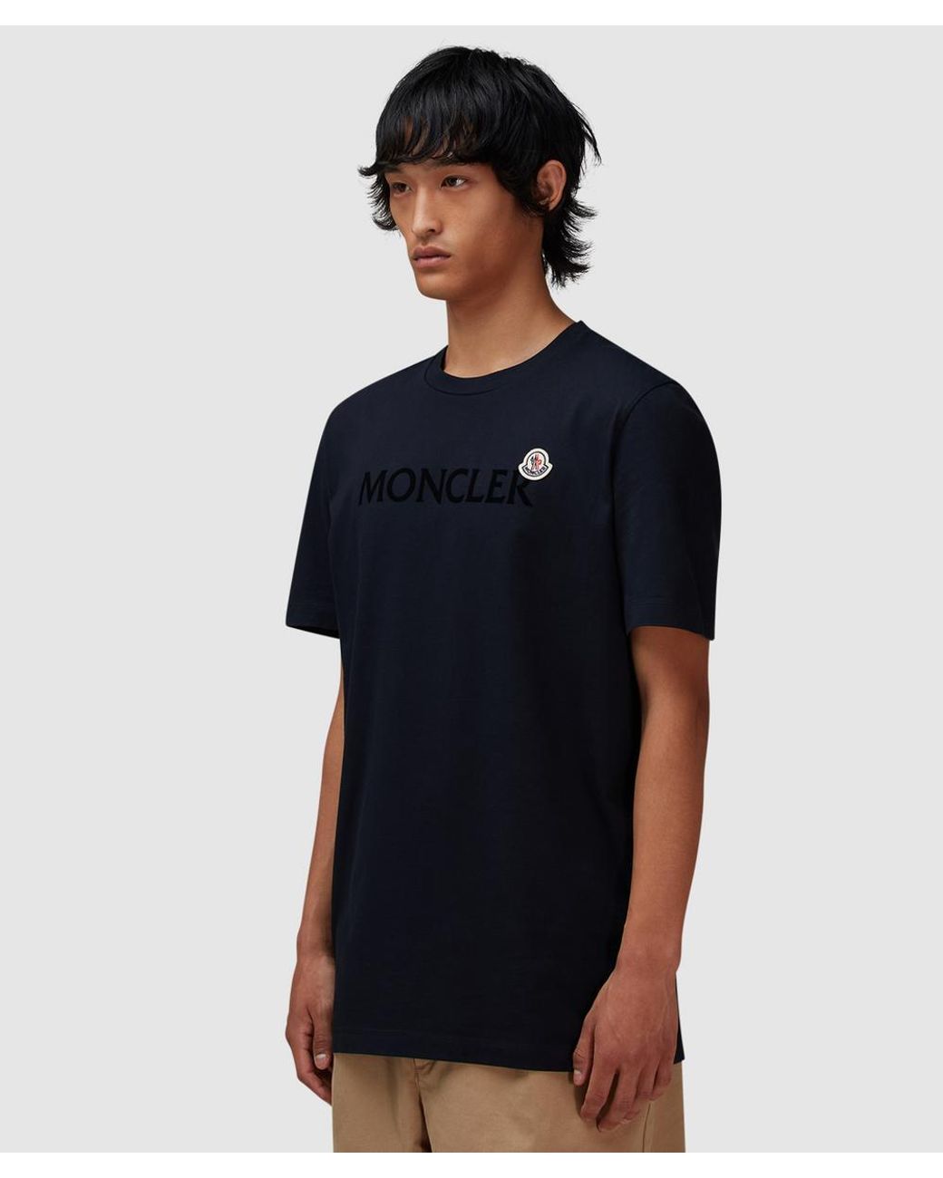 Moncler Blue Flocked Logo T-Shirt