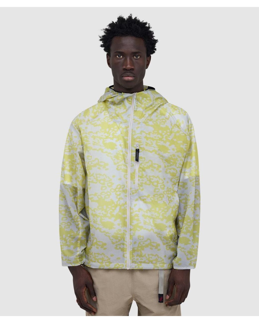 Gramicci Green Flyweight Hooded Jacket (Grid Camo for men