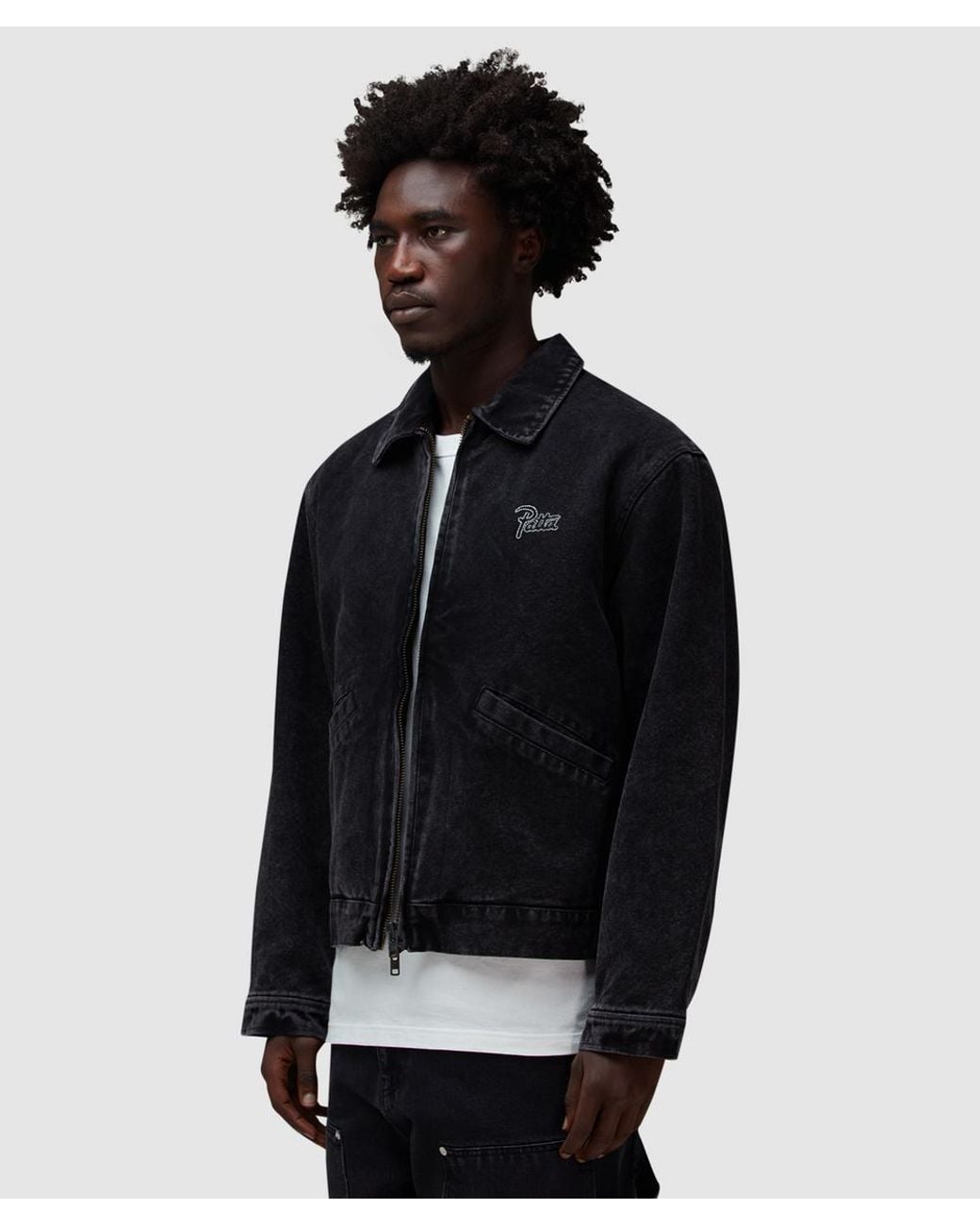 PATTA Black Washed Canvas Jacket for men