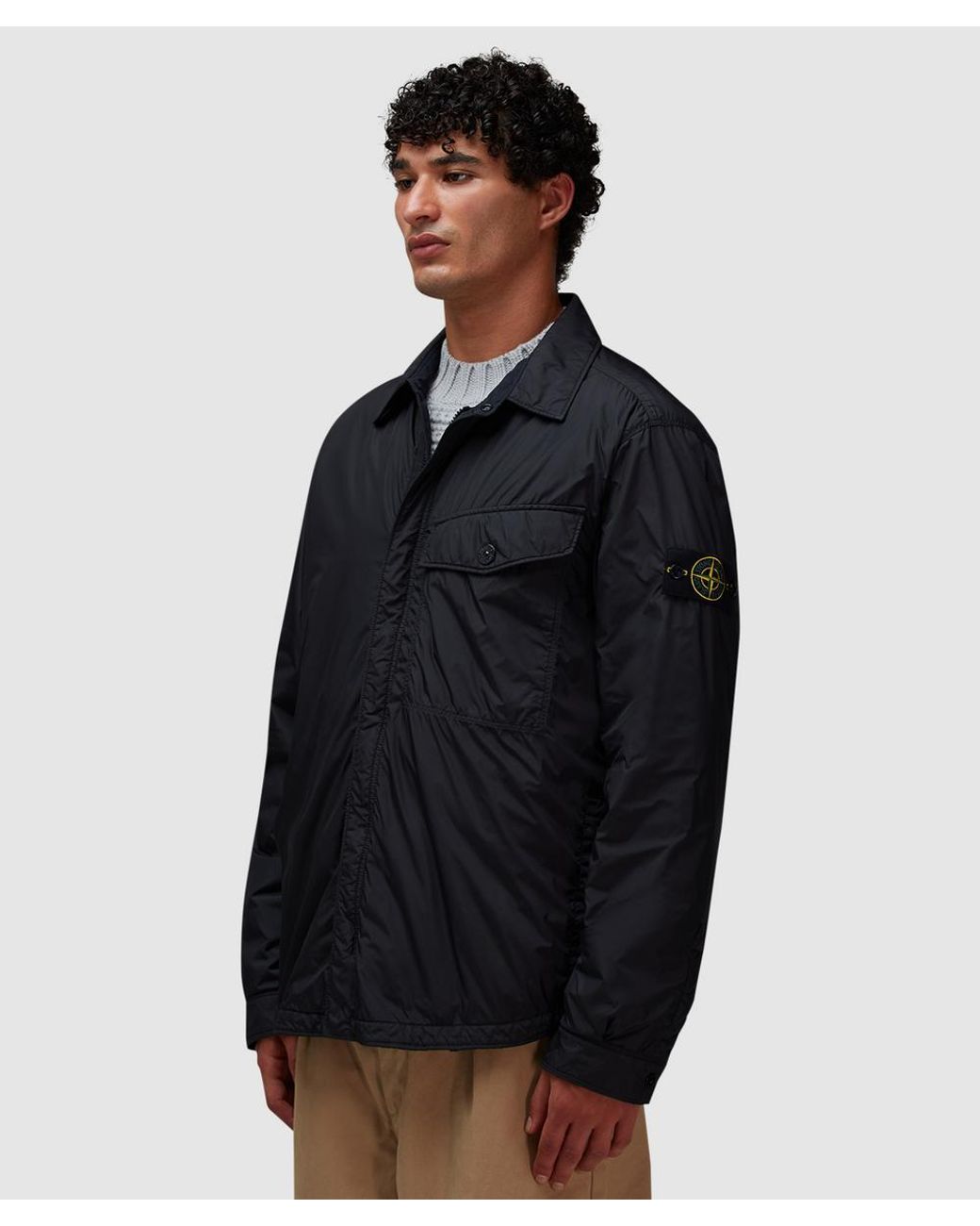 Stone Island Black Crinkle Reps Ny Overshirt for men