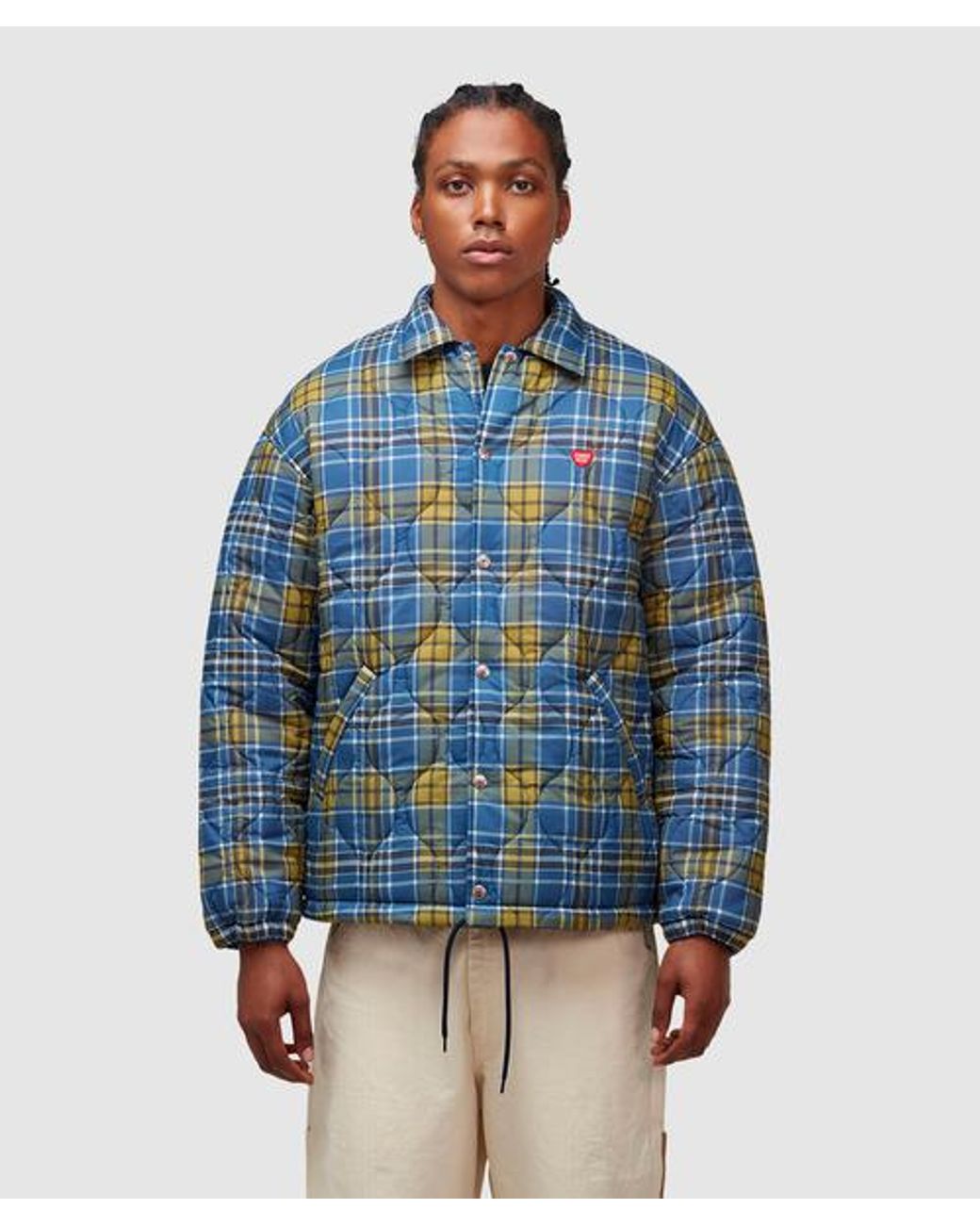 Human Made Quilted Check Tiger Coach Jacket in Blue for Men