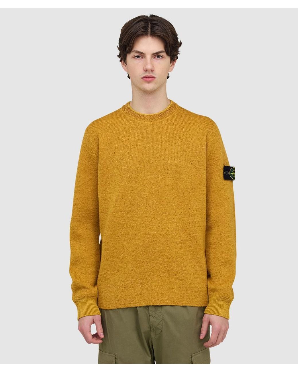 Stone Island Yellow Crewneck Knitwear for men