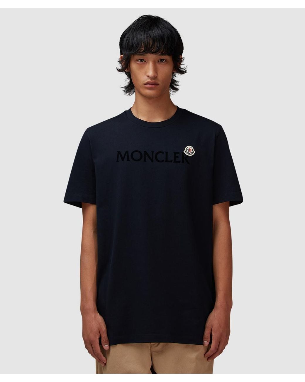 Moncler Blue Flocked Logo T-Shirt
