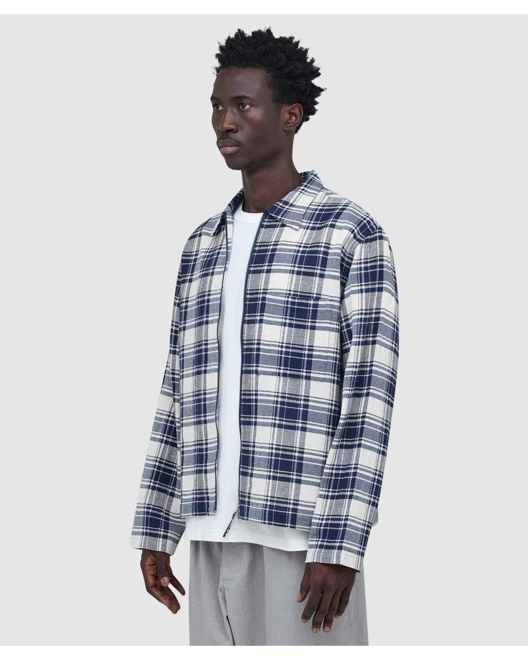 Universal Works Blue Zip Shirt for men