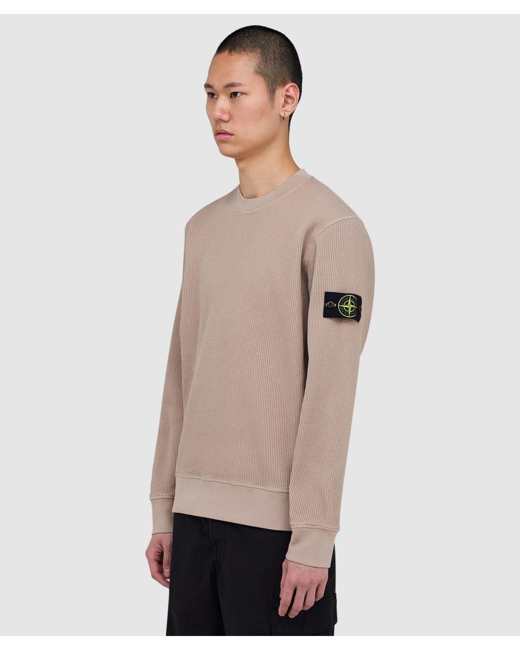 Stone Island Natural Organic Cotton Waffle Fleece Sweatshirt (Desert for men