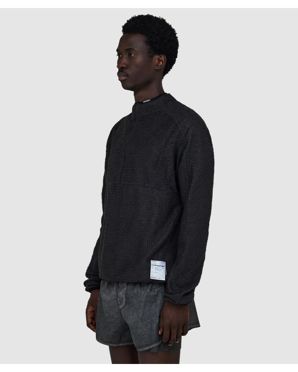 Satisfy Black Fuzzfleece Ad Half Zip Sweater (Phantom for men