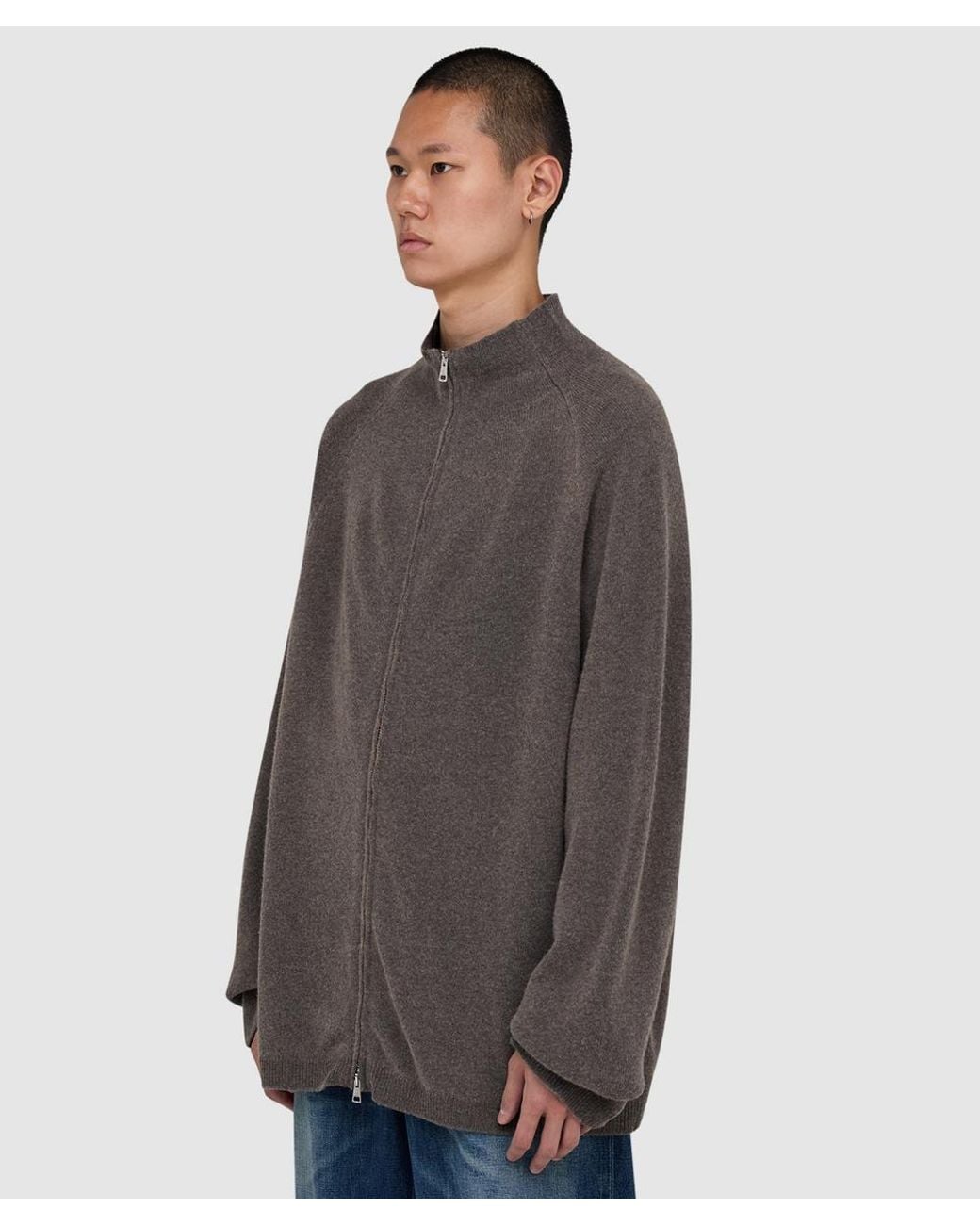 Our Legacy Brown Line Zip Cardigan (Mud Spray Dye Cherub Wool for men