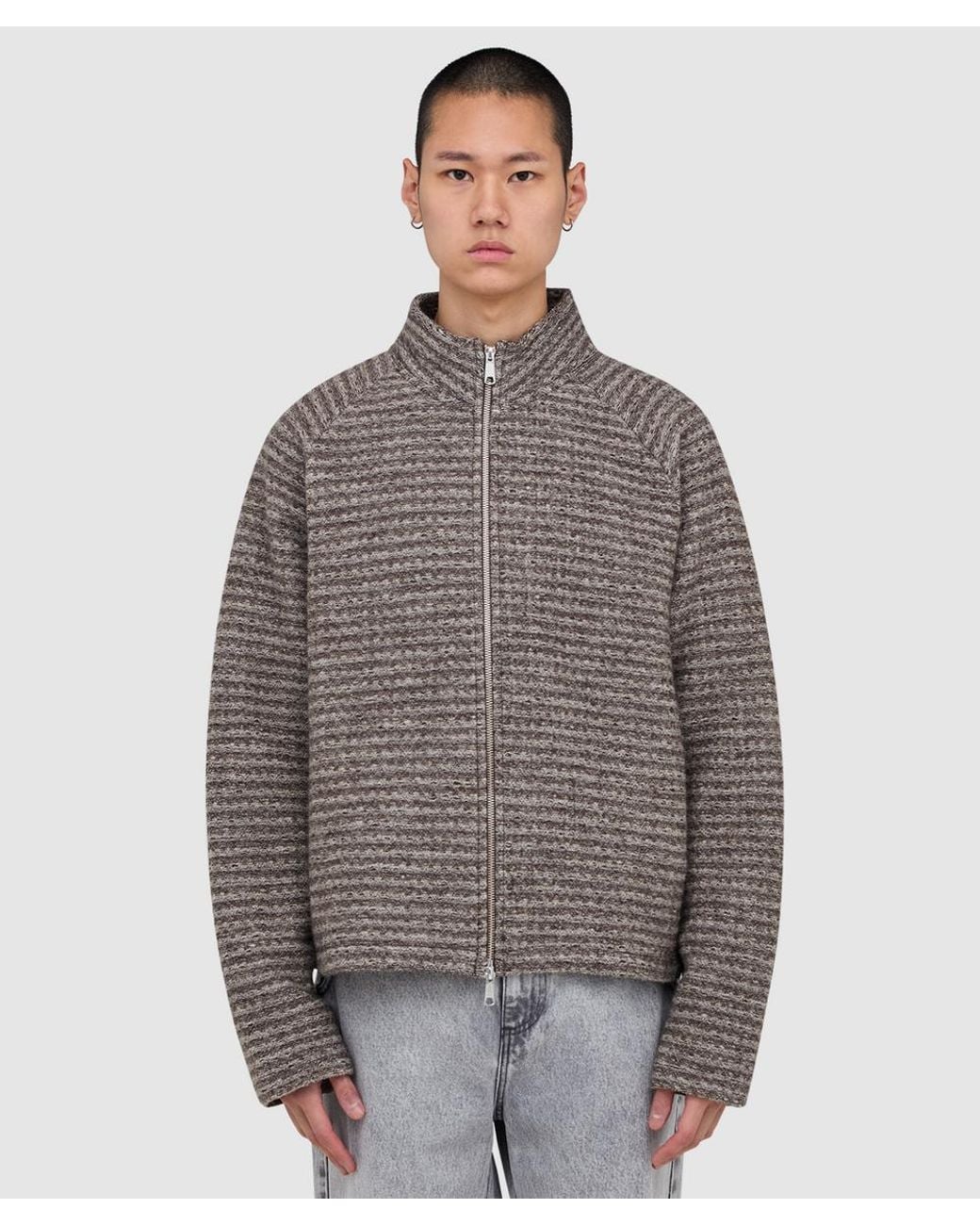 Up Jacket mfpen Leisure Zip Up Jacket (Shredded Stripe in Gray for Men | Lyst
