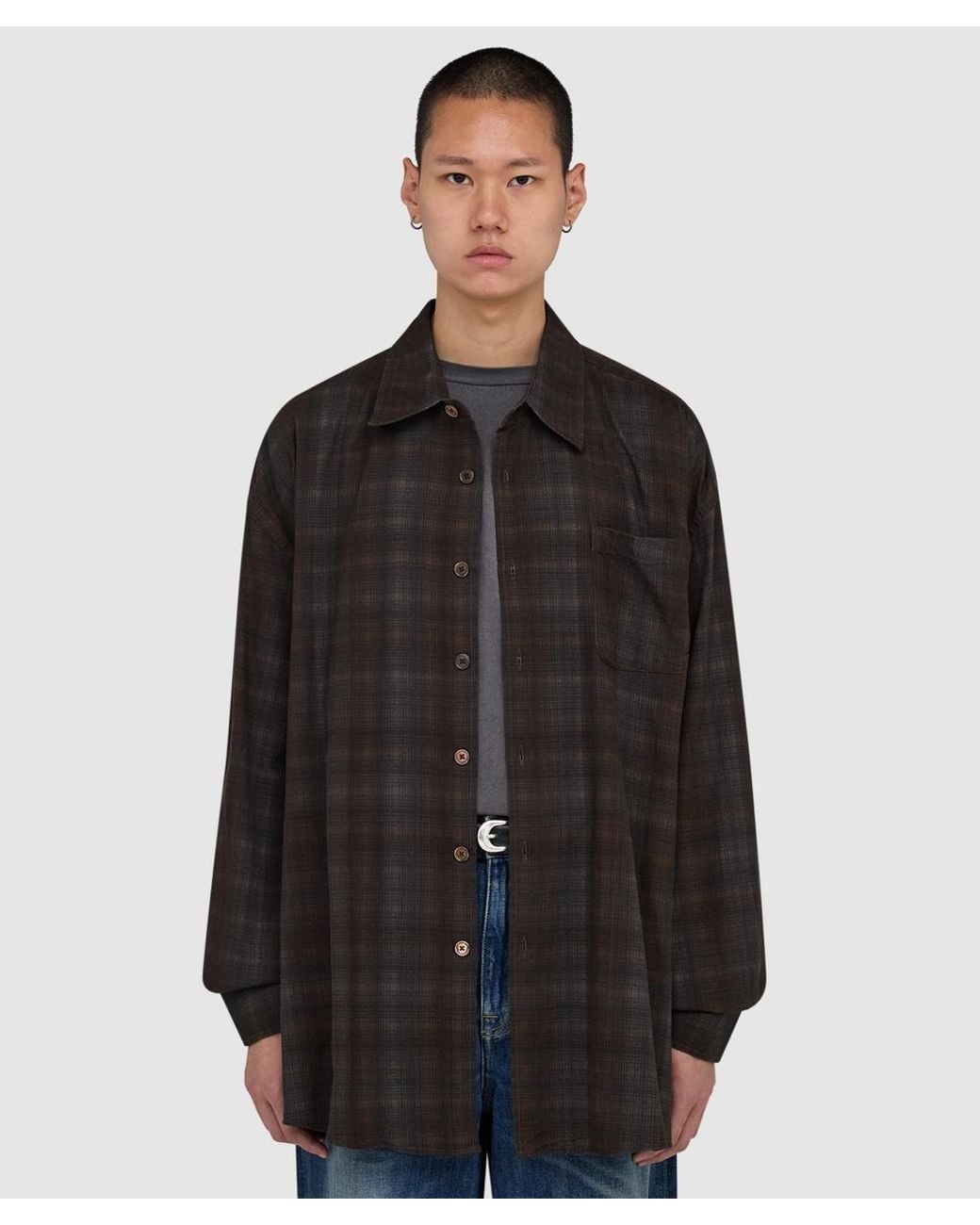 Our Legacy Black Borrowed Shirt (More Check Print for men