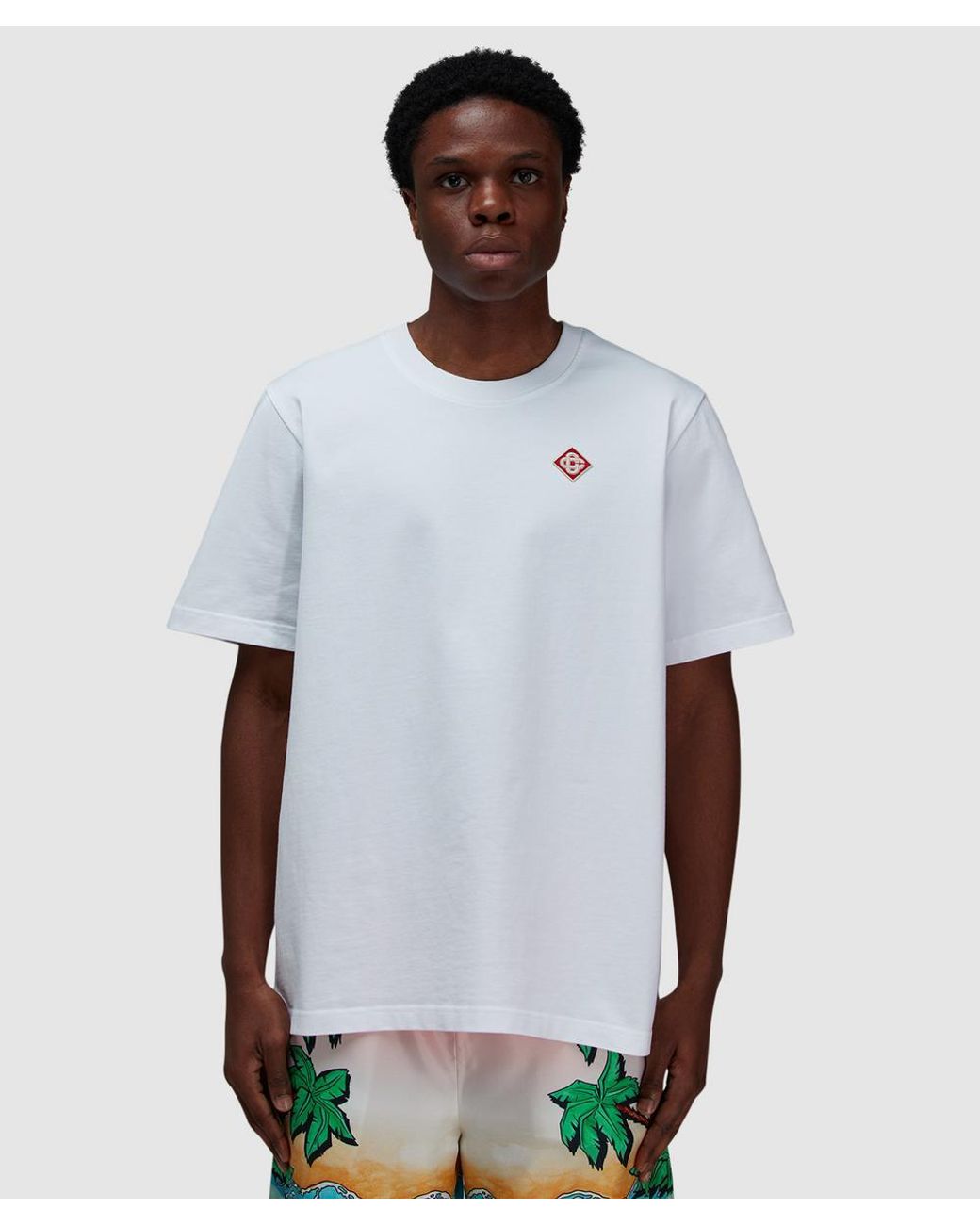 トップス casablanca DIAMOND LOGO PATCH T-SHIRT casablanca-designer-White-