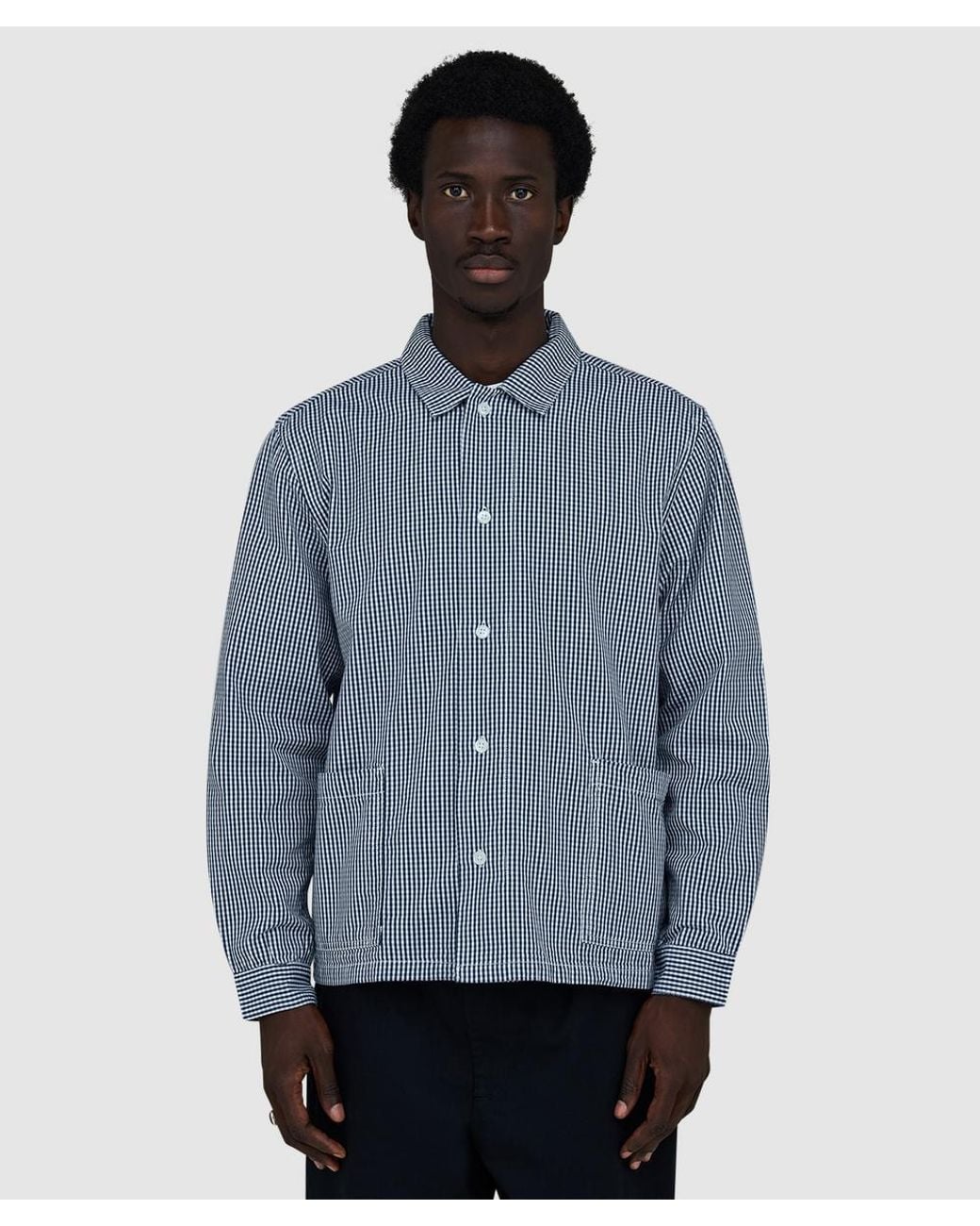 Service Works Blue Gingham Waiter Shirt for men