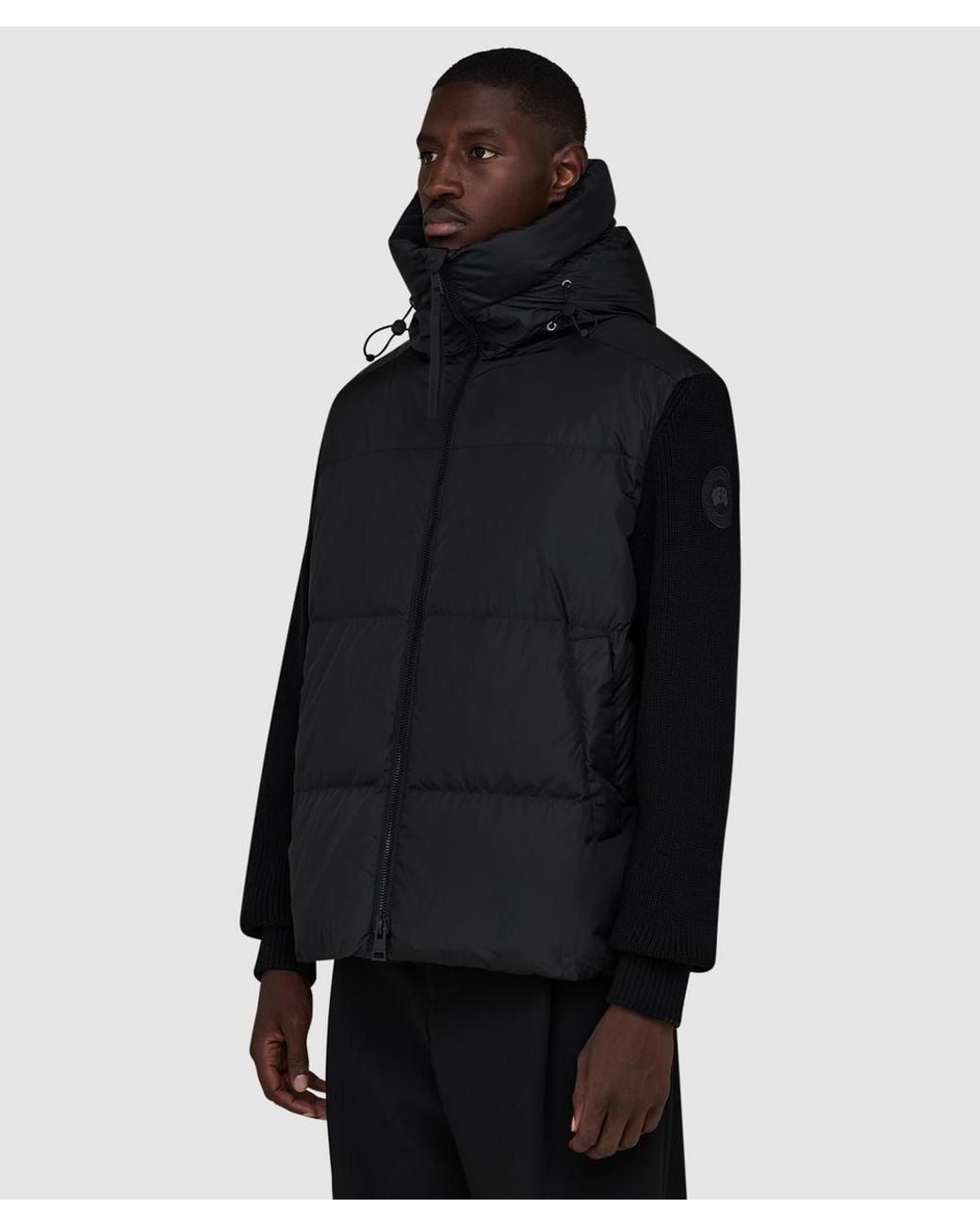 Canada Goose Black Hybridge Grove Knit Hooded Jacket for men