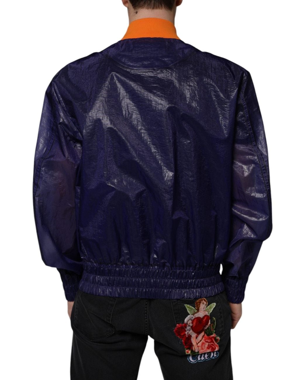Dolce & Gabbana Blue Cotton Stretch Full Zip Bomber Jacket for men
