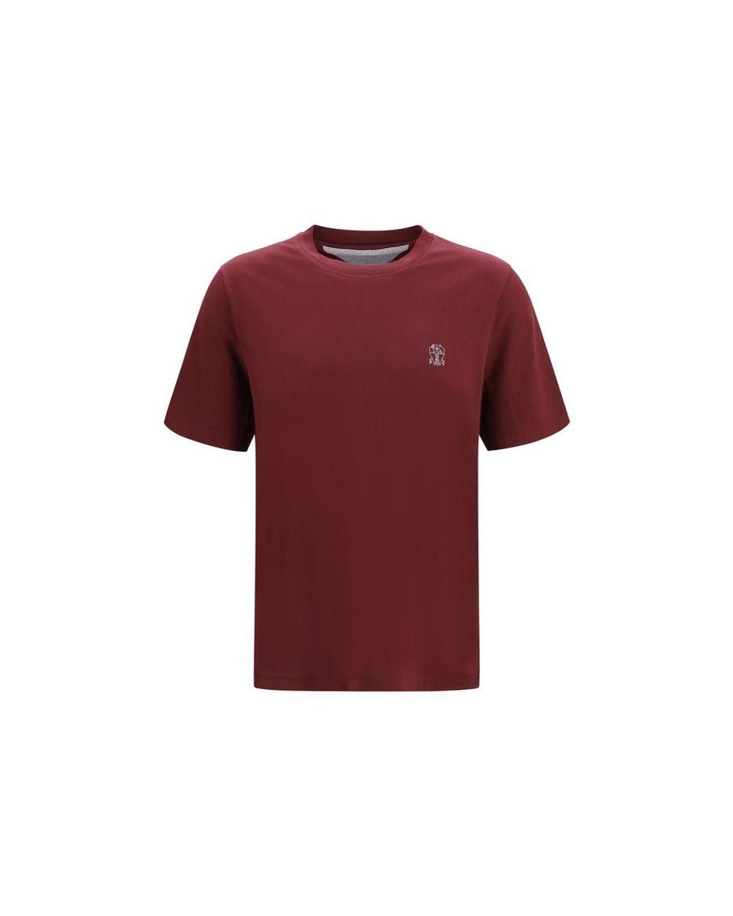 Brunello Cucinelli Red Bordeaux Cotton T for men