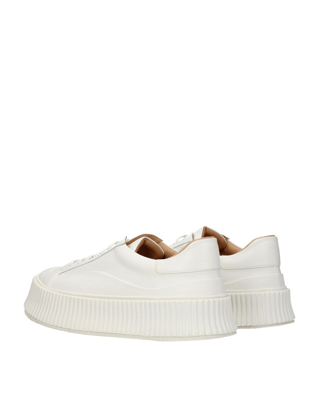Jil Sander White Platform Leather Sneakers