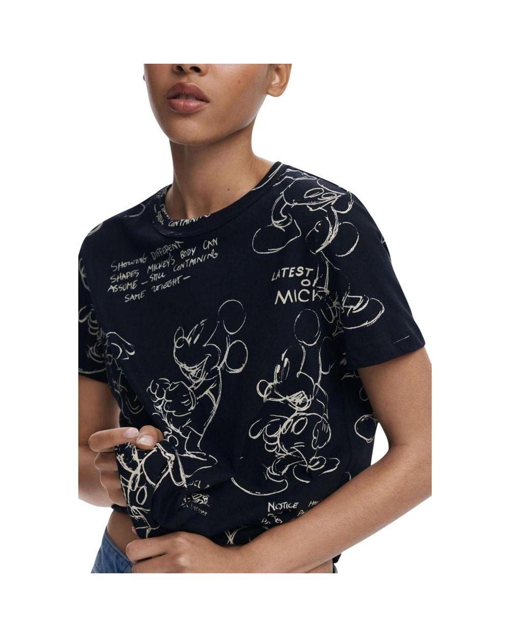 Desigual Black Gray Cotton T