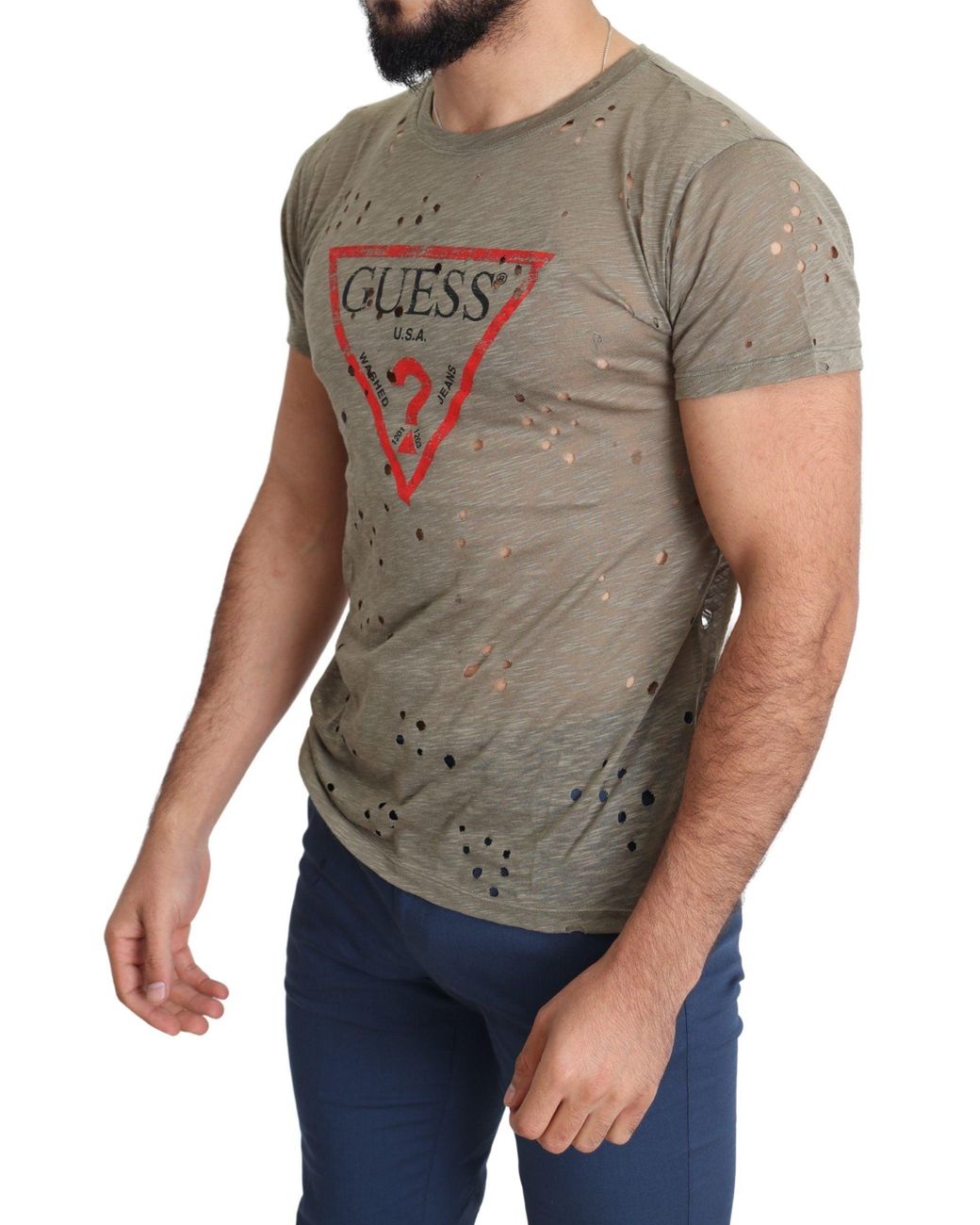 Guess Gray Chic Cotton Stretch Tee for men