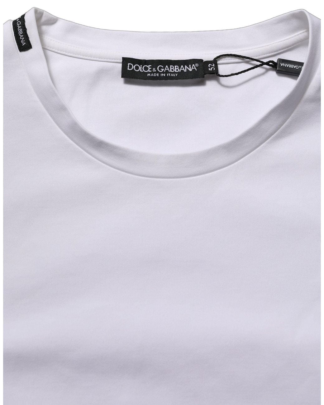 Dolce & Gabbana Blue White Cotton Short Sleeves Crew Neck T for men