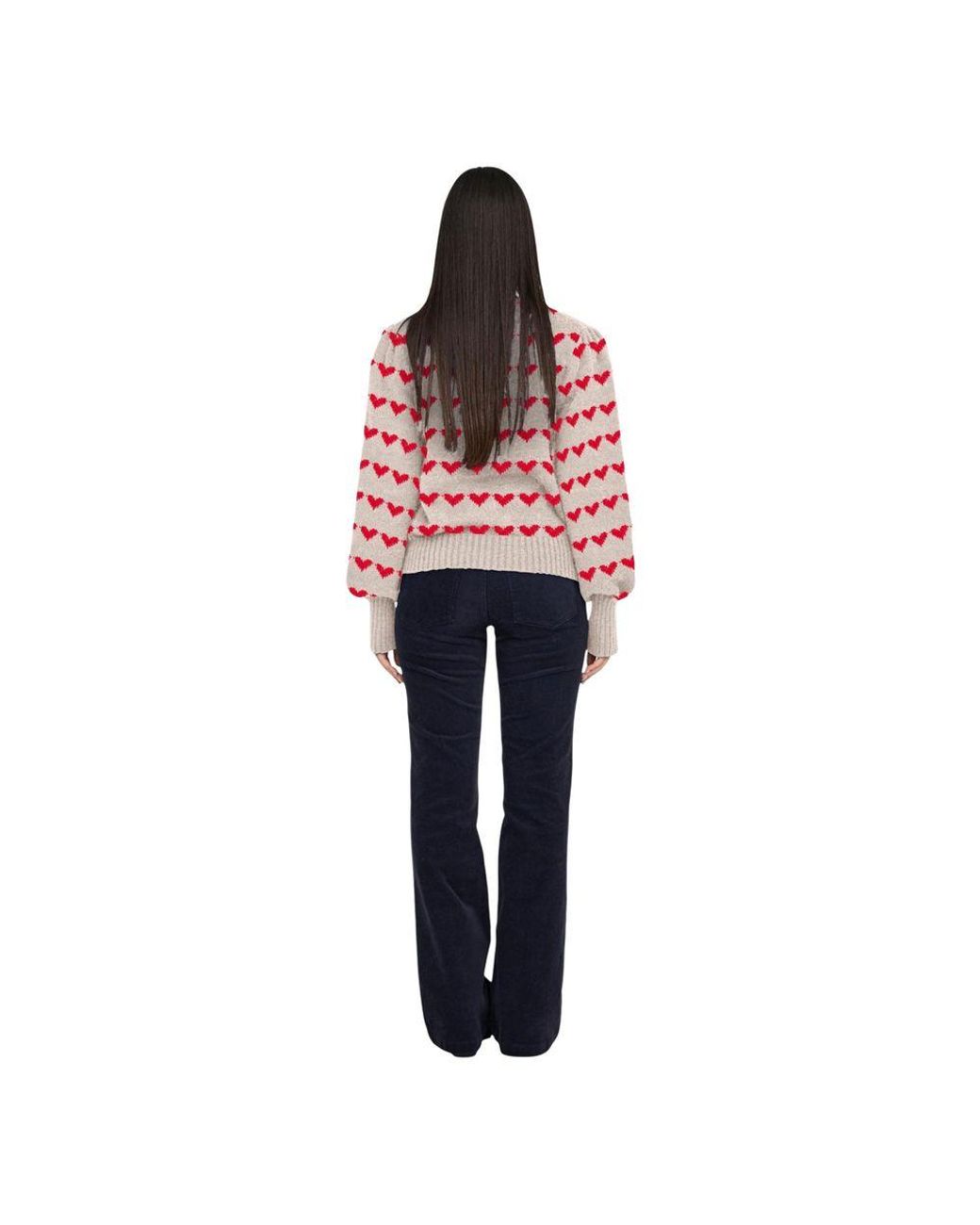 Jacqueline De Yong Red Beige Polyester Sweatshirt