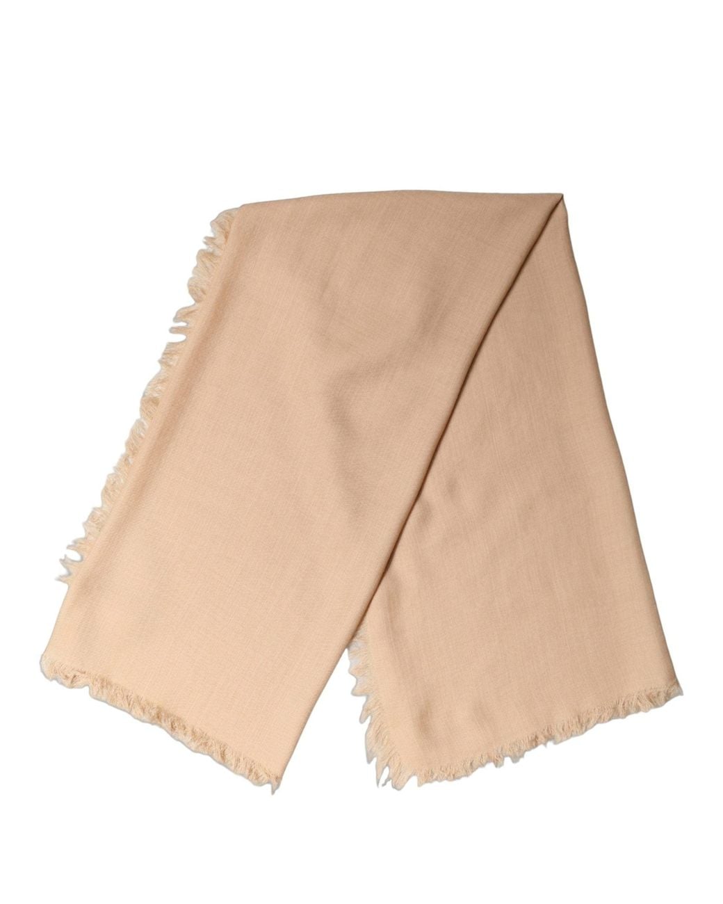Dolce & Gabbana Pink Beige Silk Wool Fringed Men Lace Stole Scarf for men