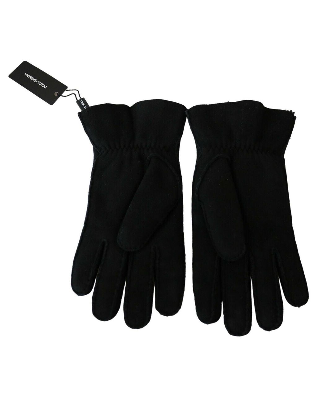 Dolce & Gabbana Black Leather Motorcycle Biker Mitten Gloves