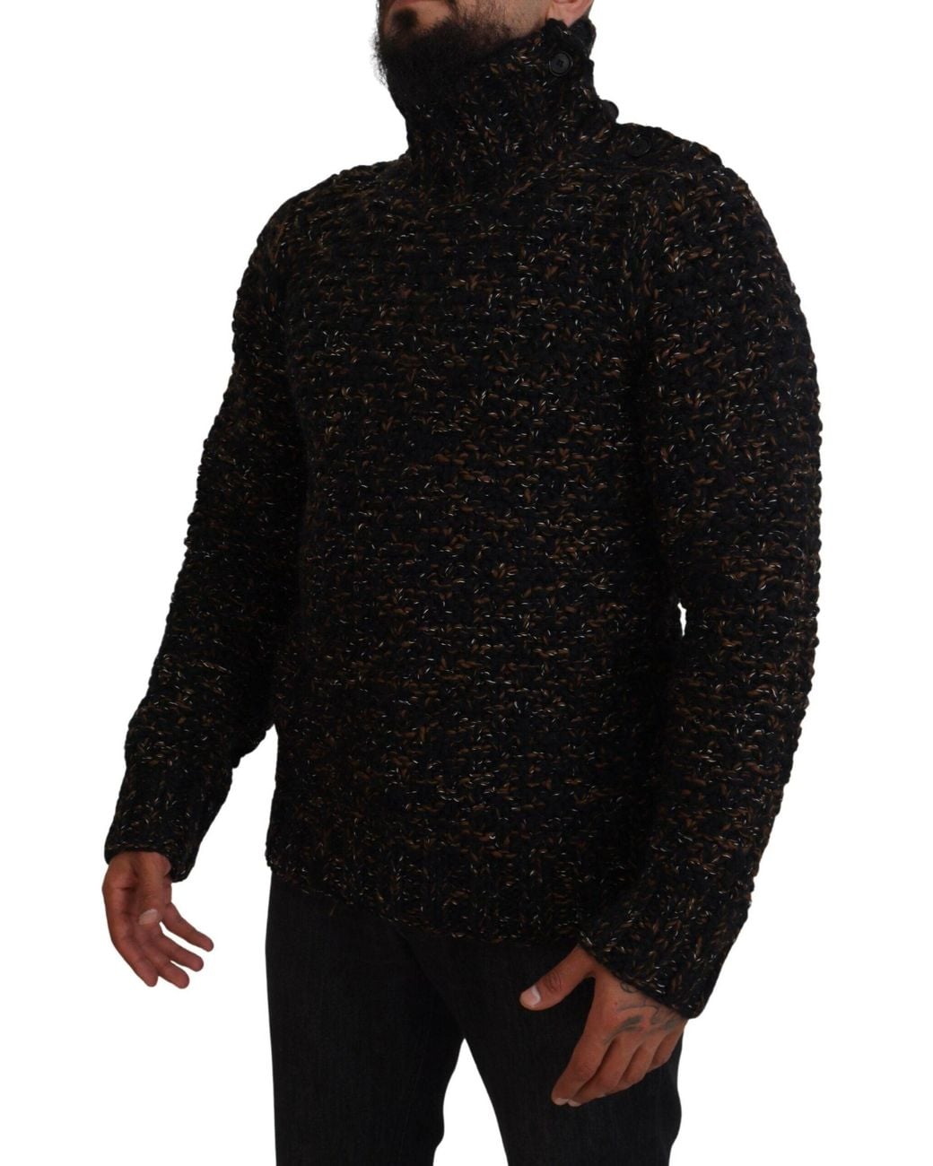 Dolce & Gabbana Black Handmade Turtleneck Sweater for men