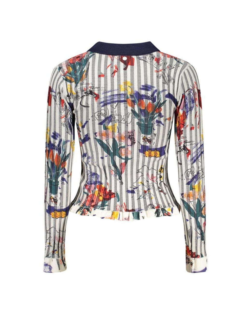 Desigual Blue White Viscose 's Sweater