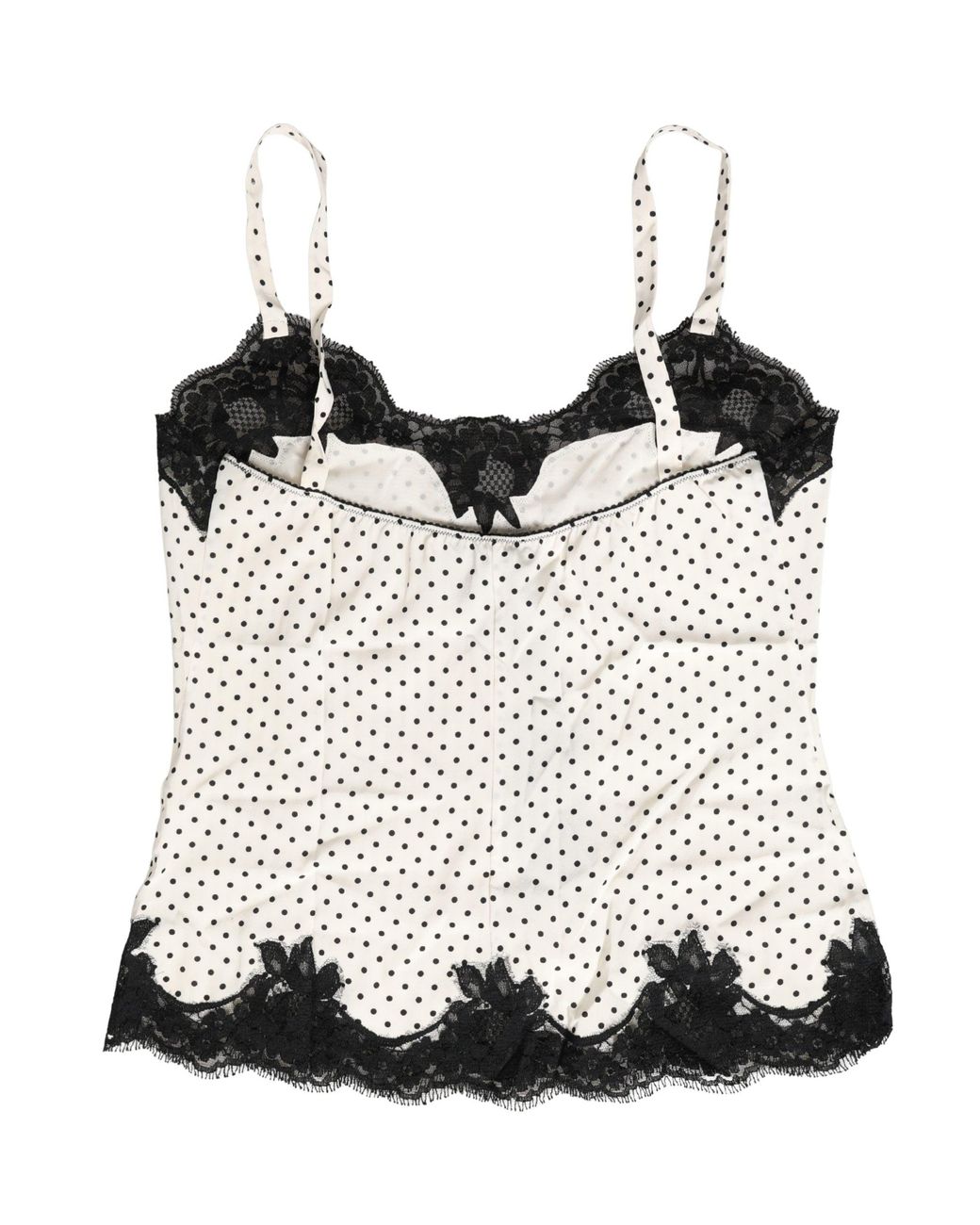 Dolce & Gabbana Black Polka Dot Lace-Trimmed Camisole Top Underwear And Elastane Silk