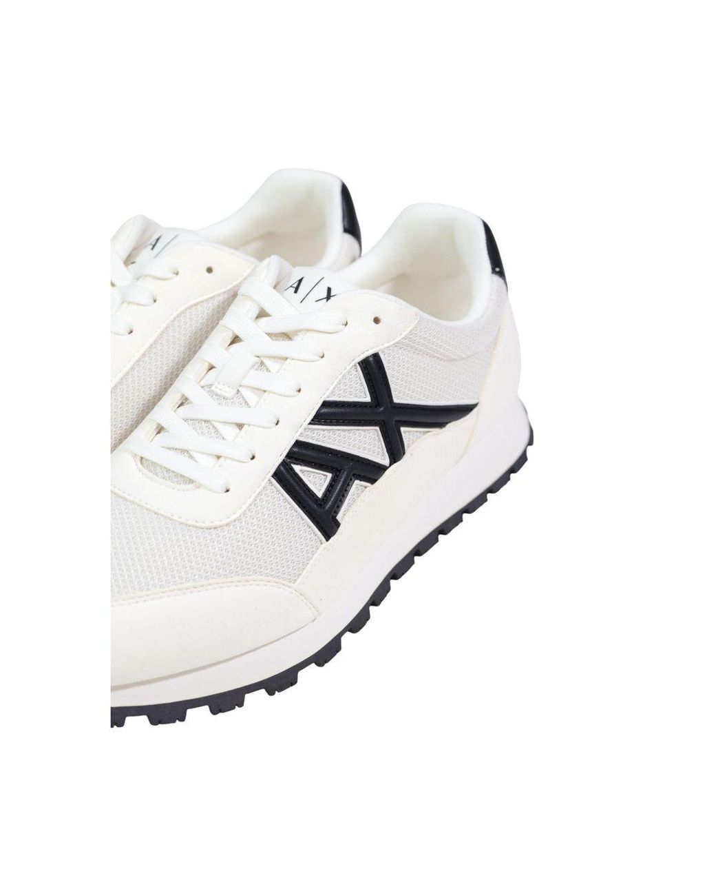 ARMANI EXCHANGE Black And White Polyester Athletic Sneakers for men