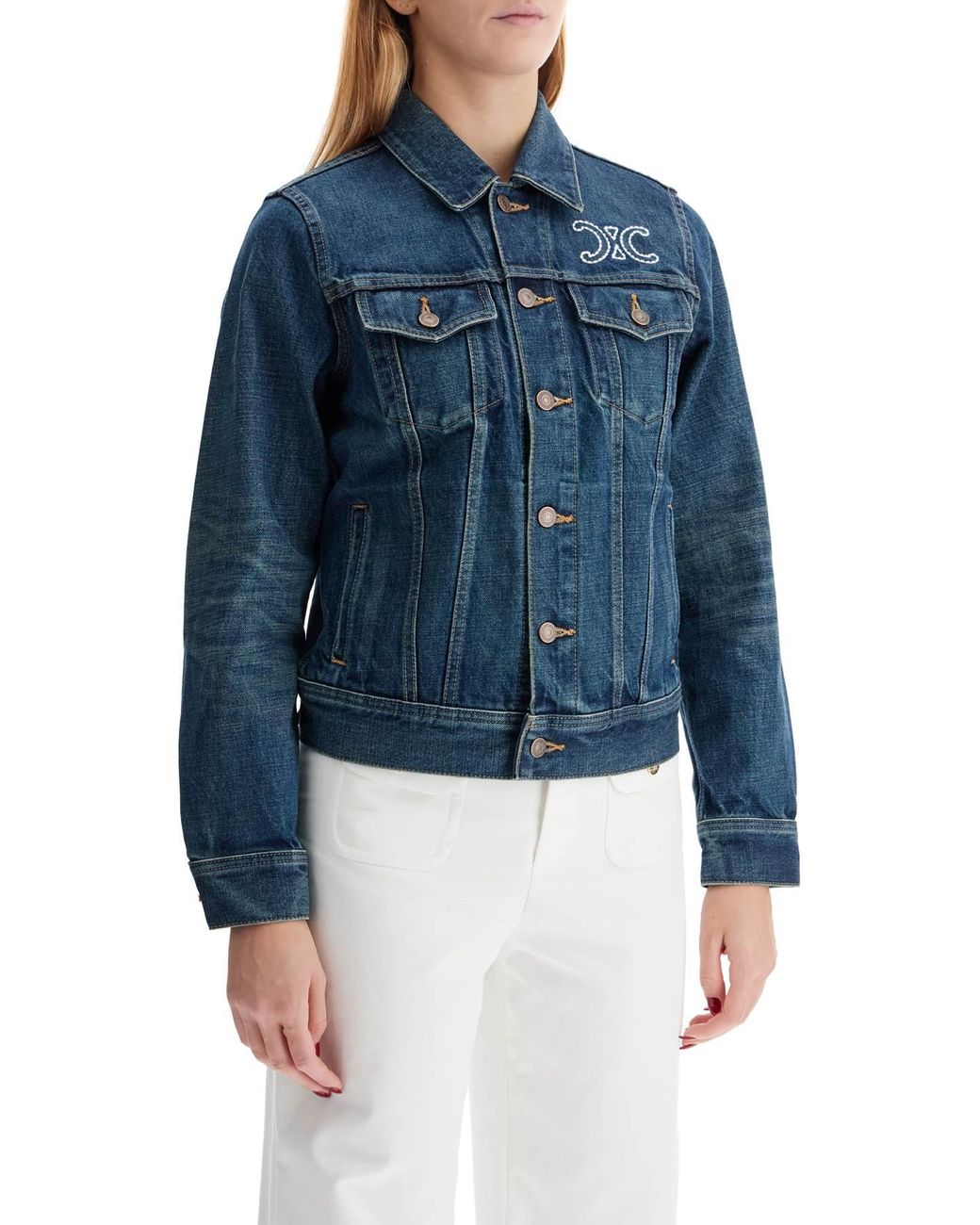 【超希少】CELINE Back Logo Boa Denim Jacket 超希少】CELINE Back Logo Boa Denim Jacket TRUCKER JACKET IN