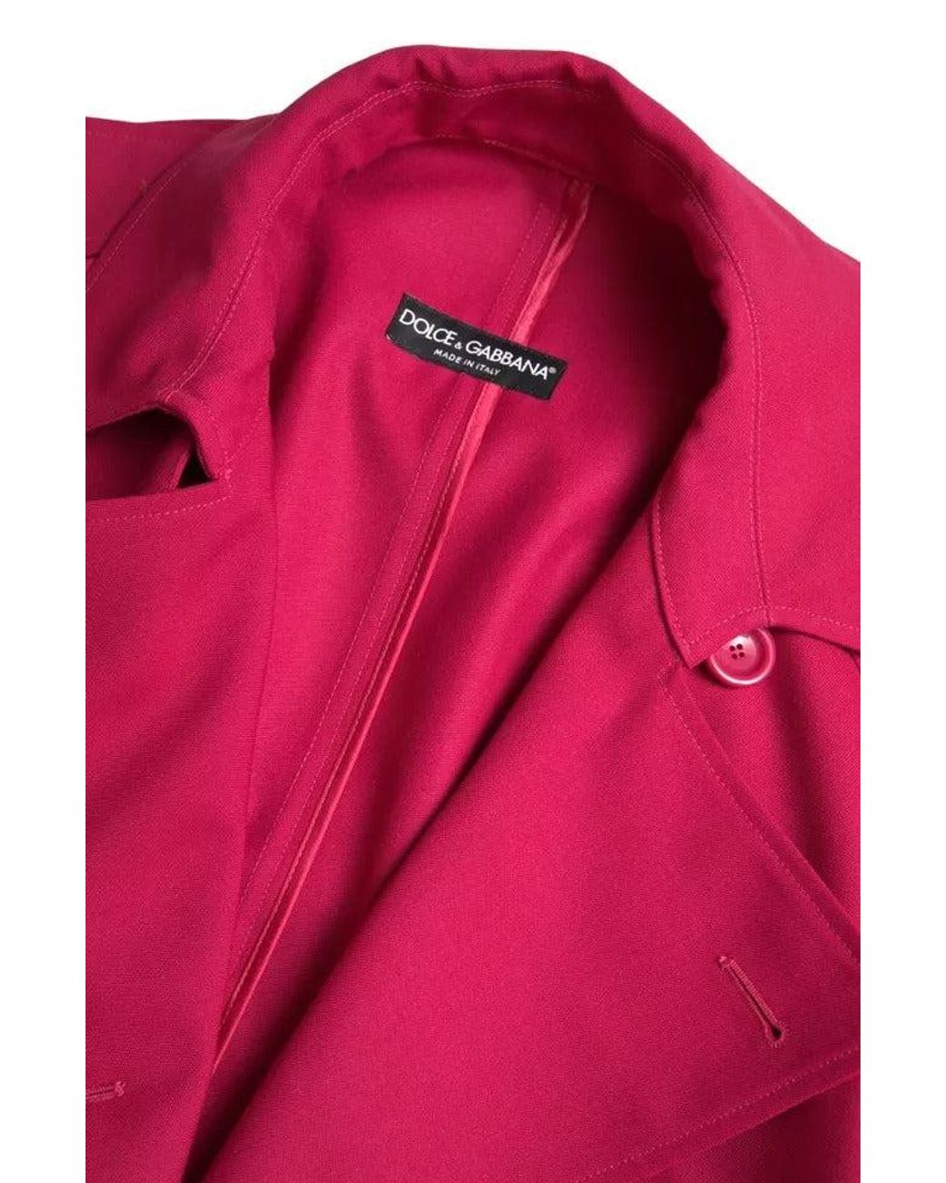 Dolce & Gabbana Red Dark Double Breasted Trench Coat Jacket