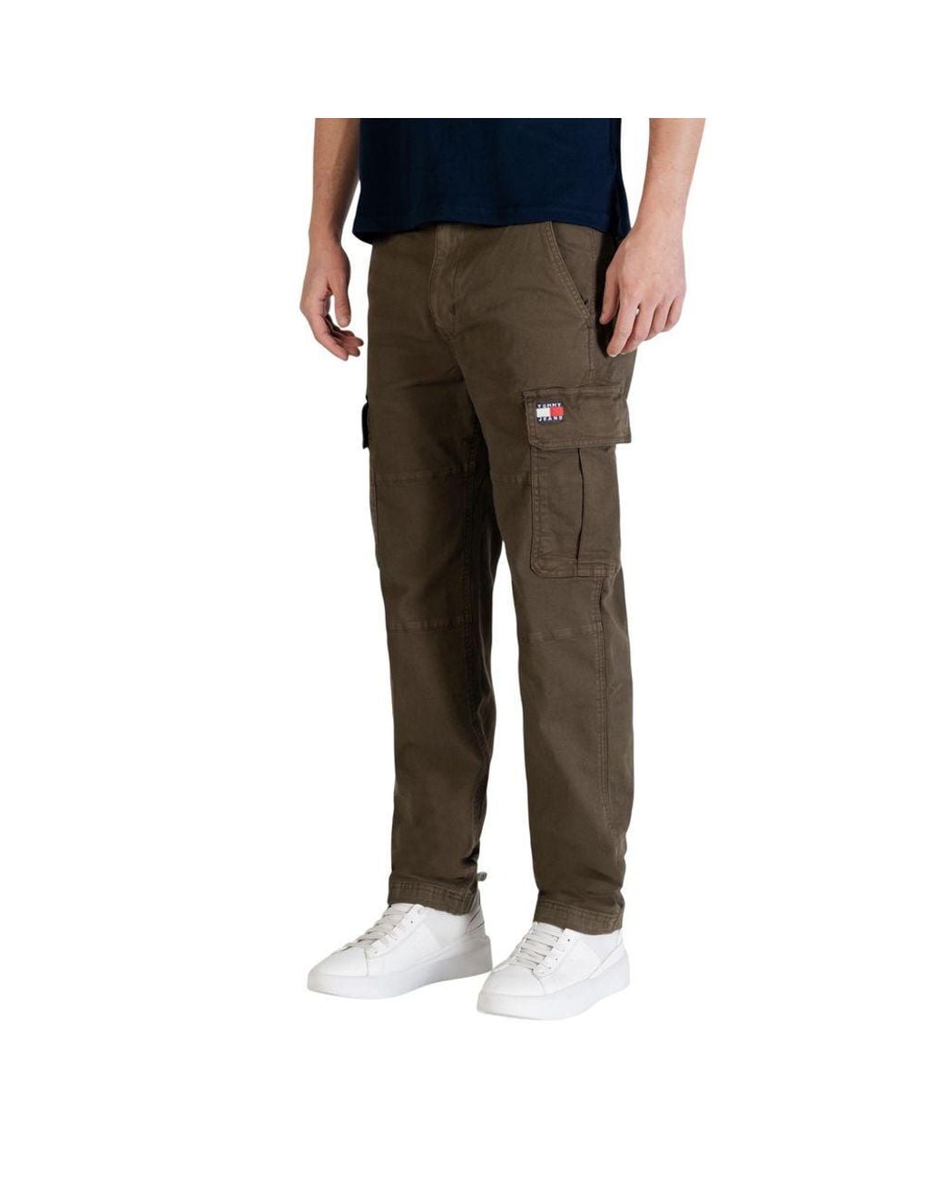 Tommy Hilfiger Brown Green Recycled Cotton Cargo Pants for men