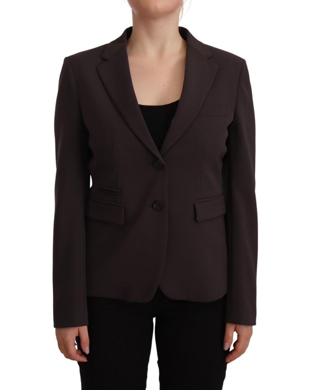 F.it Black Brown Long Sleeve Single Breasted Jacket Blazer