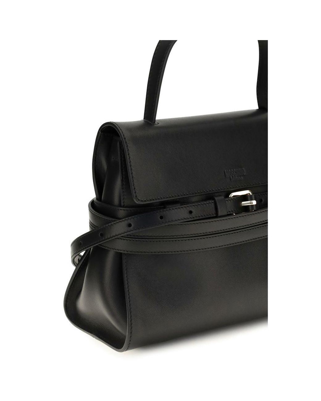 Moschino Black Calf Leather Bos Taurus Shoulder Bag