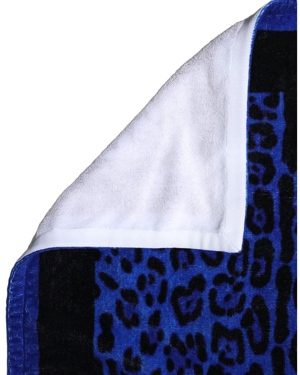 Dolce & Gabbana Royal Blue Leopard Dg Logo 100% Cotton Beach Towel