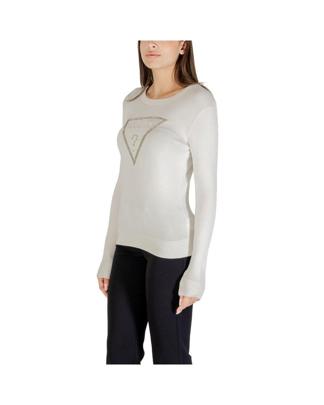 Guess White Cream Viscose Sweatshirt