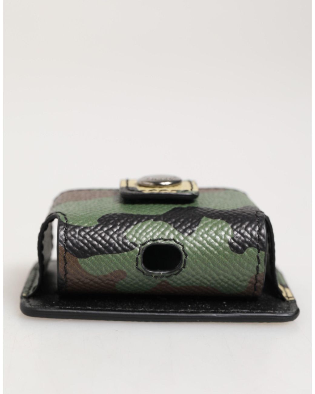 Dolce & Gabbana Multicolor Camouflage Leather Metal Accessory Airpods Case for men