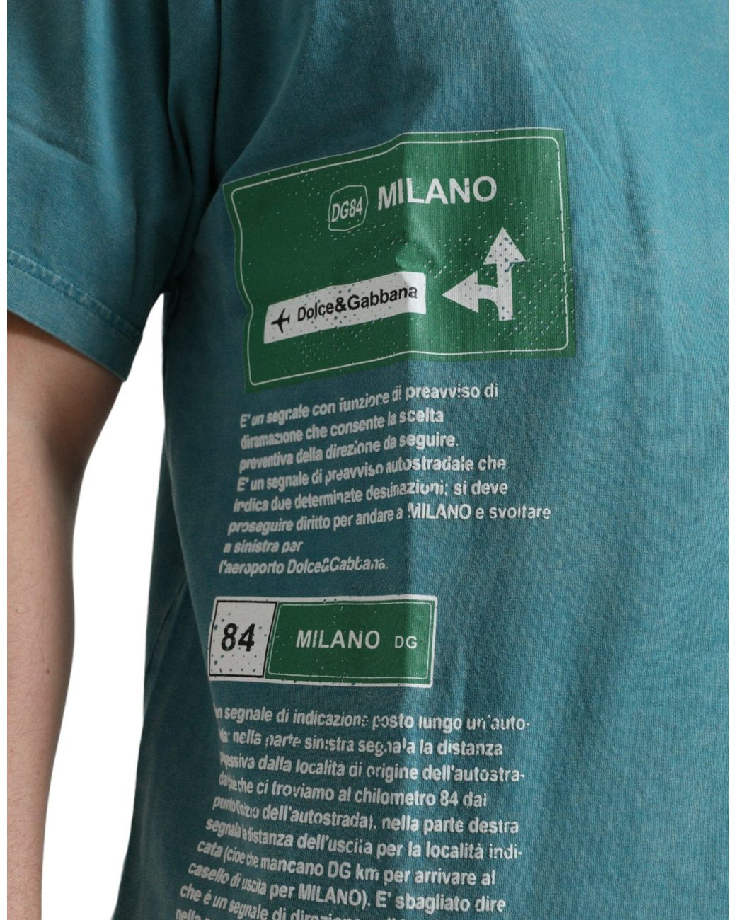 Dolce & Gabbana Blue Cotton Milano Street Round Neck T-Shirt for men
