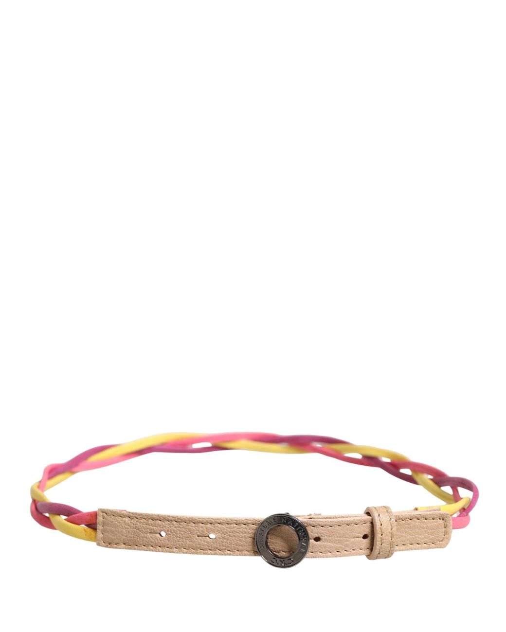CoSTUME NATIONAL Multicolor Twisted Leather Circle Buckle Belt