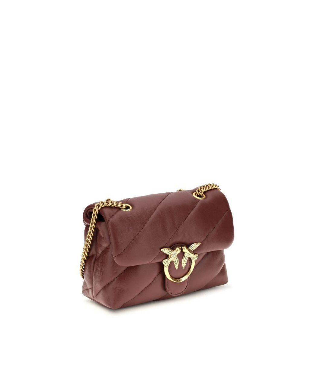 Pinko Purple Bordeaux Calf Leather Bos Taurus Shoulder Bag