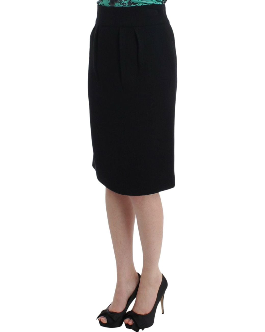 Roberto Cavalli Black Elegant Wool Pencil Skirt
