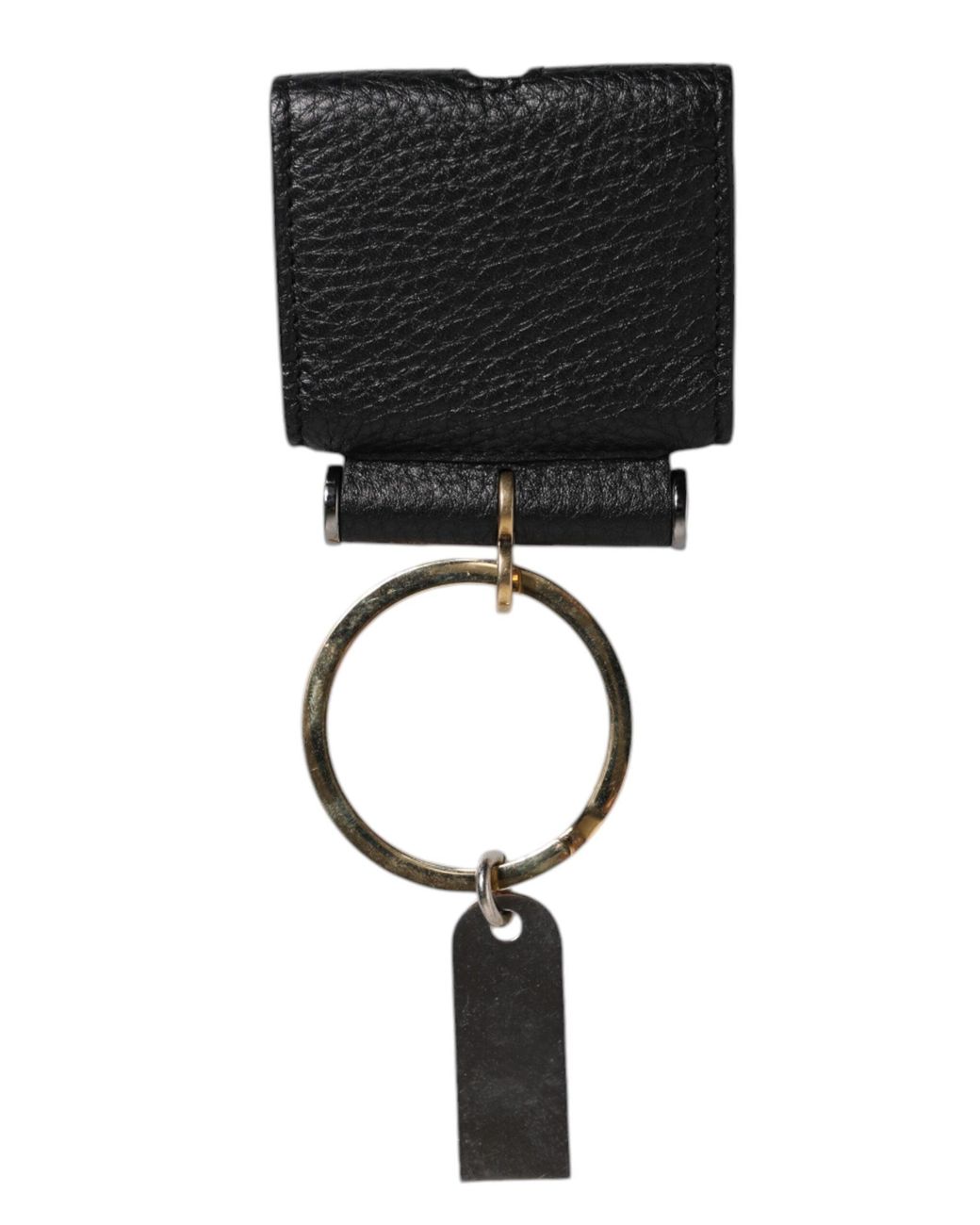 Dolce & Gabbana Black Leather Strap Metal Logo Plaque Airpods Case for men