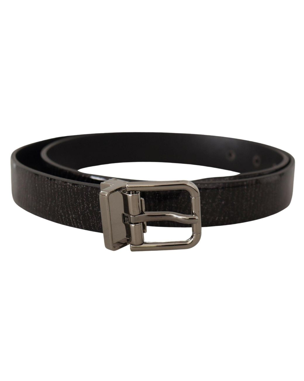 Dolce & Gabbana Black Leather Vernice Metal Buckle Belt for men