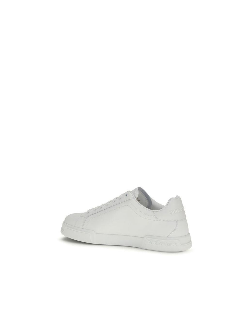 Dolce & Gabbana White Calf Leather Bos Taurus Low Top Sneakers for men