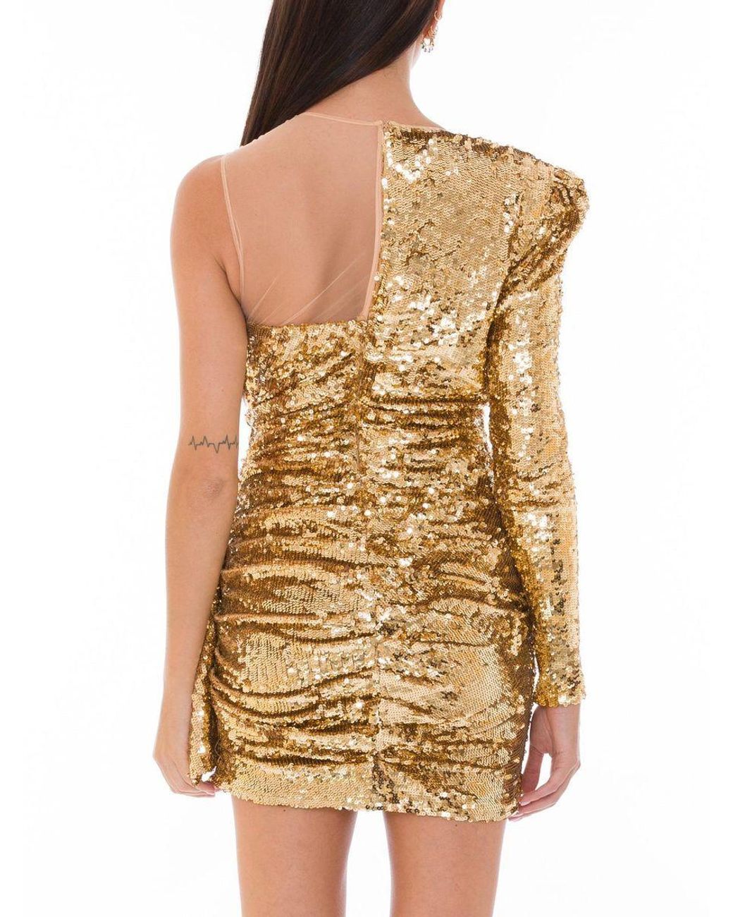 Elisabetta Franchi Yellow Glistening Gold Sequin Evening Dress