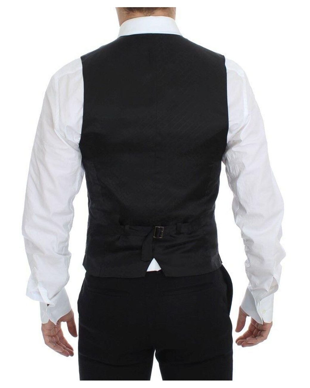 Dolce & Gabbana Blue Dolce Gabbana Black Striped Stretch Dress Vest Gilet for men