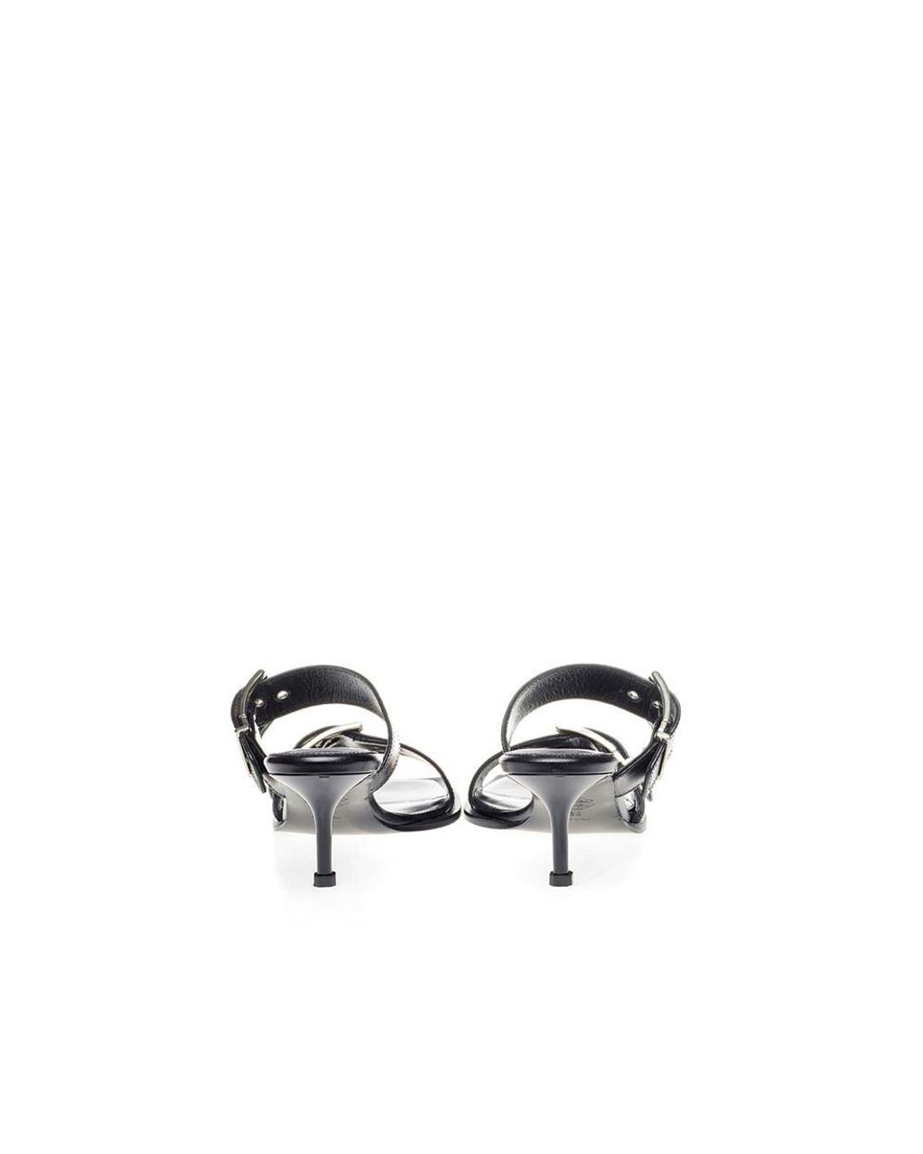 McQueen Black Leather Stiletto Heel Sandals