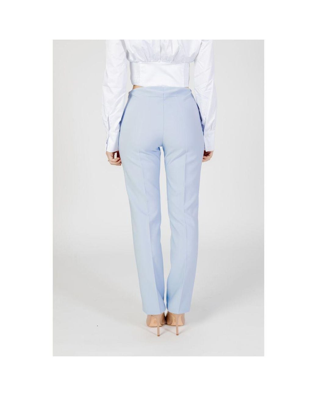 Sandro Ferrone Blue Polyester Dress Pants