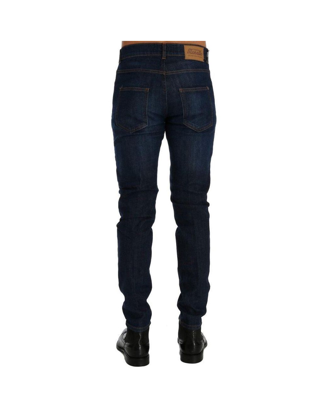 Frankie Morello Blue Cotton Slim Fit Jeans for men